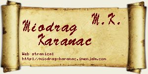 Miodrag Karanac vizit kartica
